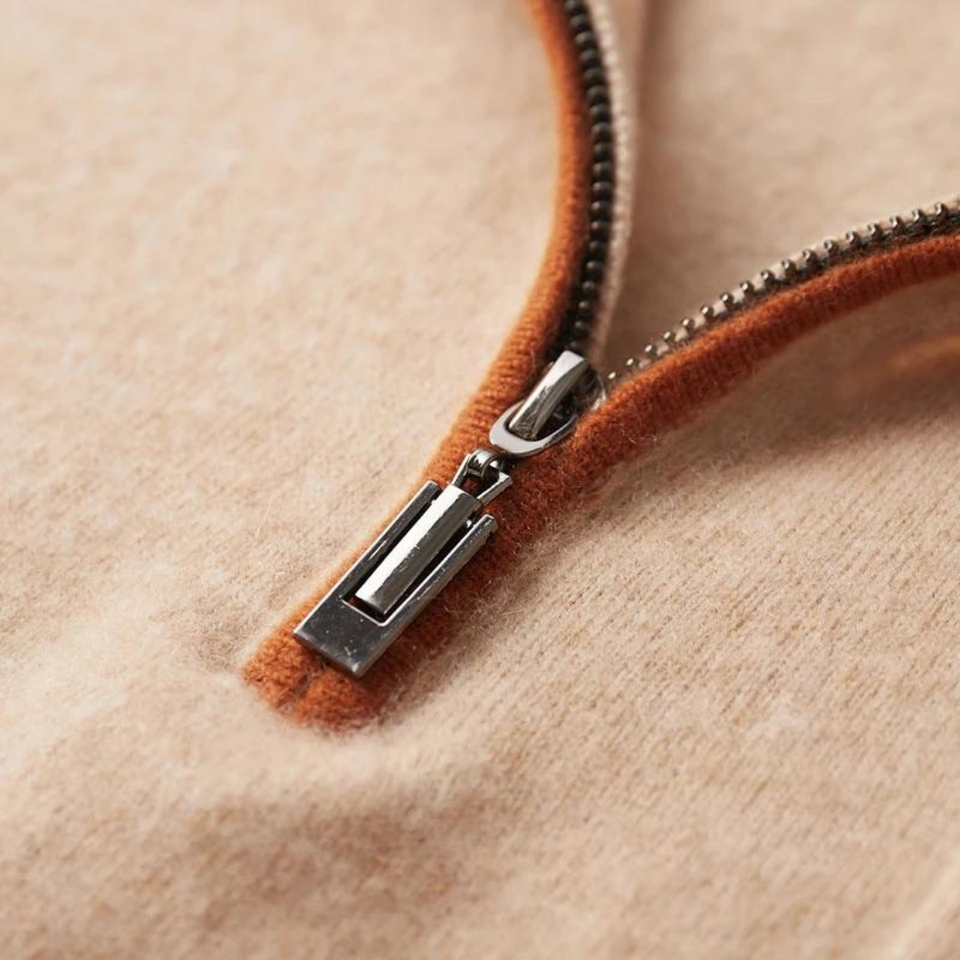 100% CASHMERE ZIP UP POLO