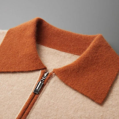 100% CASHMERE ZIP UP POLO