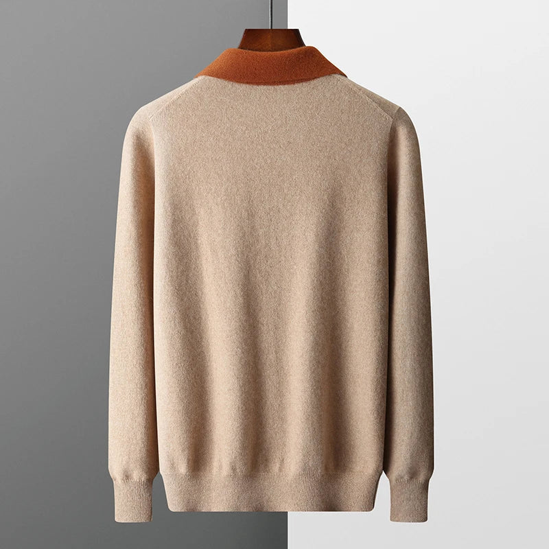 100% CASHMERE ZIP UP POLO